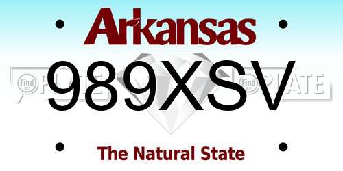 989XSV Arkansas License Plate