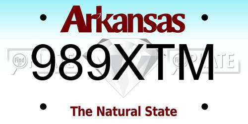 989XTM Arkansas License Plate