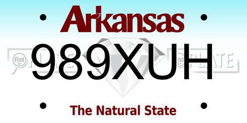 989XUH Arkansas License Plate