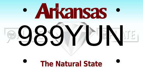 989YUN Arkansas License Plate