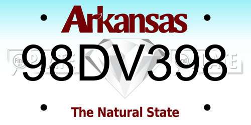 98DV398 Arkansas License Plate