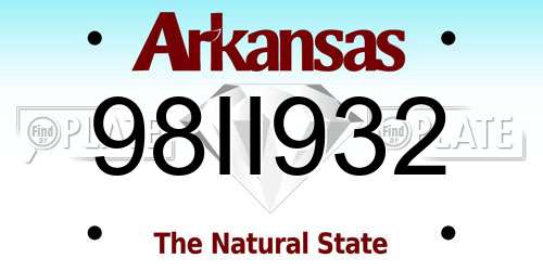 98II932 Arkansas License Plate