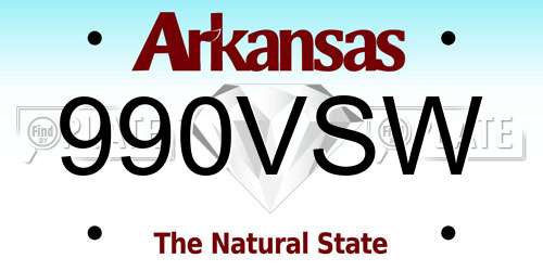 990VSW Arkansas License Plate