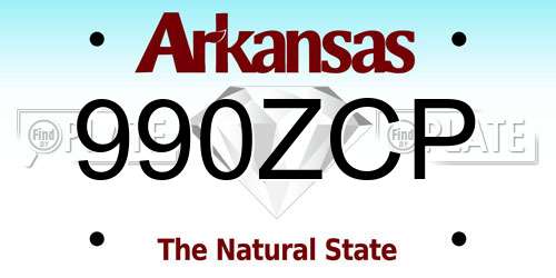 990ZCP Arkansas License Plate