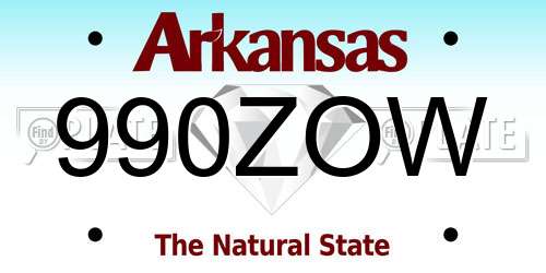 990ZOW Arkansas License Plate