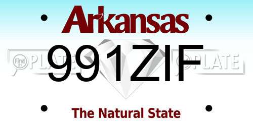 991ZIF Arkansas License Plate