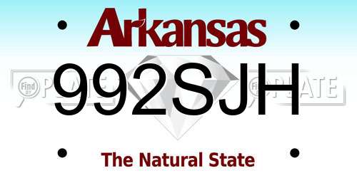 992SJH Arkansas License Plate