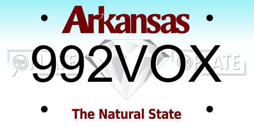 992VOX Arkansas License Plate