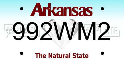 992WM2 Arkansas License Plate