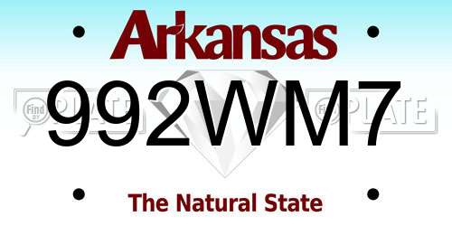 992WM7 Arkansas License Plate