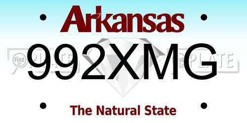 992XMG Arkansas License Plate