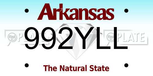 992YLL Arkansas License Plate