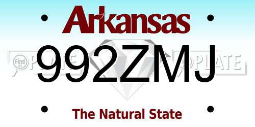 992ZMJ Arkansas License Plate