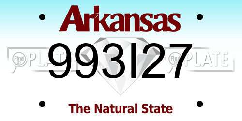 993I27 Arkansas License Plate