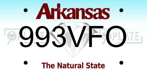 993VFO Arkansas License Plate