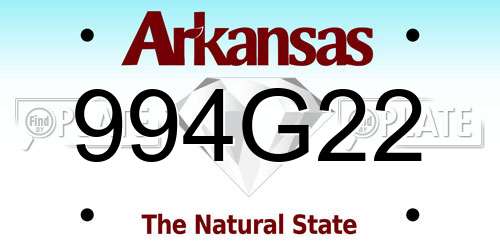 994G22 Arkansas License Plate