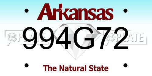 994G72 Arkansas License Plate