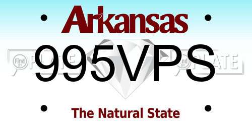 995VPS Arkansas License Plate