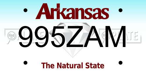 995ZAM Arkansas License Plate