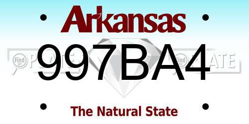 997BA4 Arkansas License Plate