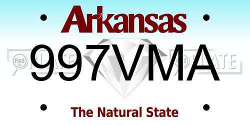 997VMA Arkansas License Plate