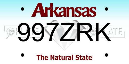 997ZRK Arkansas License Plate
