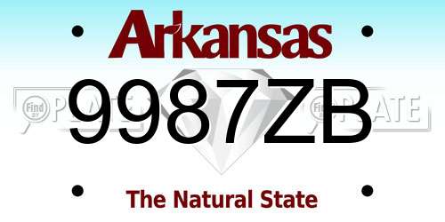 9987ZB Arkansas License Plate