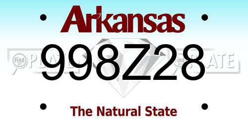 998Z28 Arkansas License Plate