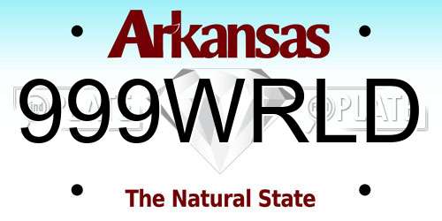 999WRLD Arkansas License Plate