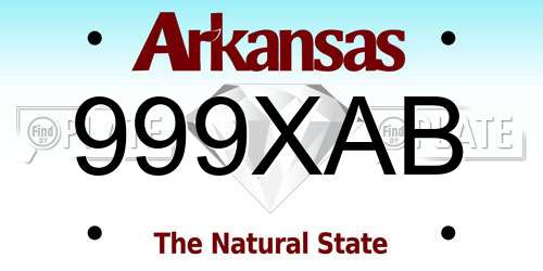 999XAB Arkansas License Plate