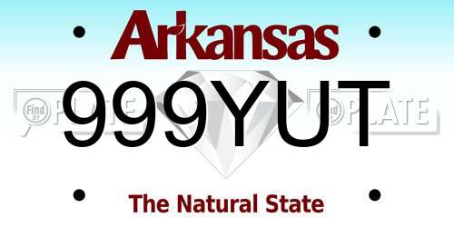 999YUT Arkansas License Plate