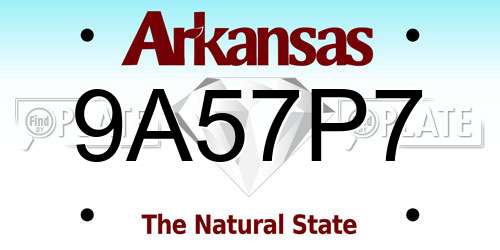 9A57P7 Arkansas License Plate