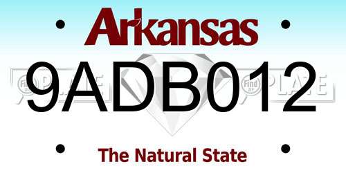 9ADB012 Arkansas License Plate