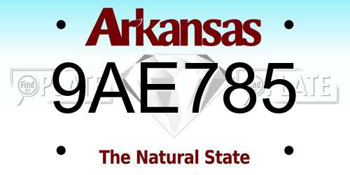 9AE785 Arkansas License Plate