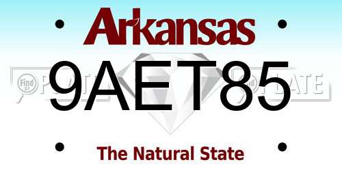 9AET85 Arkansas License Plate