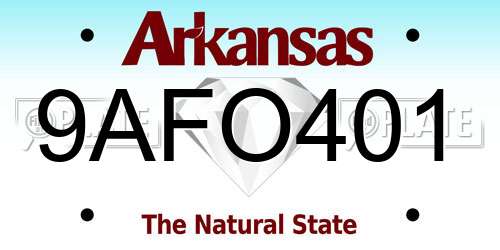 9AFO401 Arkansas License Plate