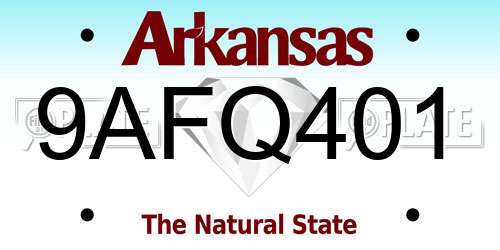 9AFQ401 Arkansas License Plate