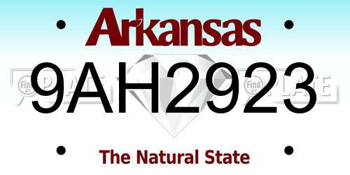 9AH2923 Arkansas License Plate