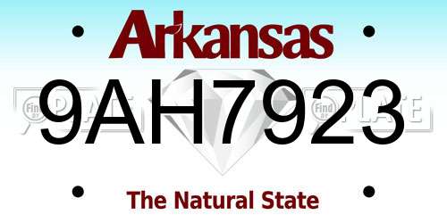 9AH7923 Arkansas License Plate