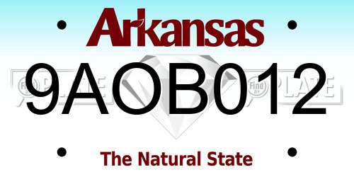 9AOB012 Arkansas License Plate