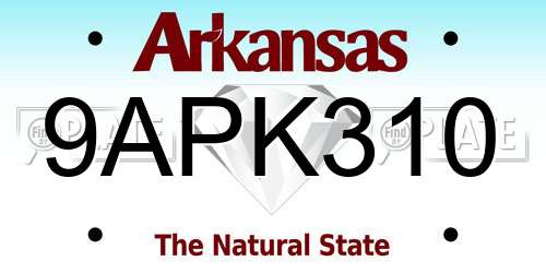 9APK310 Arkansas License Plate