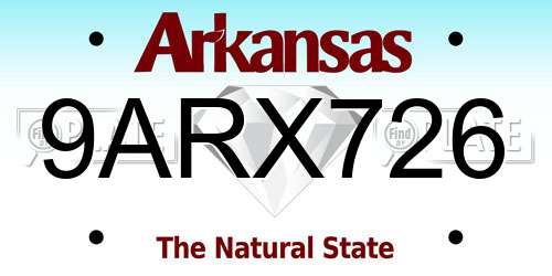 9ARX726 Arkansas License Plate