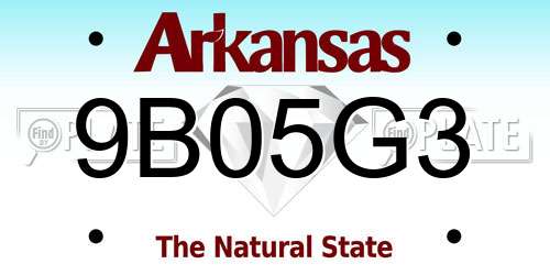 9B05G3 Arkansas License Plate