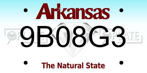 9B08G3 Arkansas License Plate