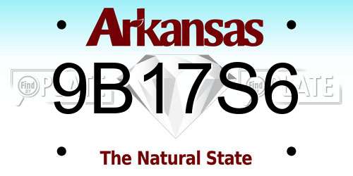9B17S6 Arkansas License Plate