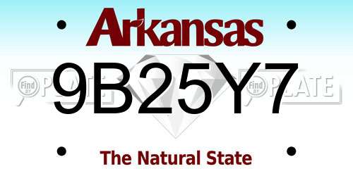 9B25Y7 Arkansas License Plate