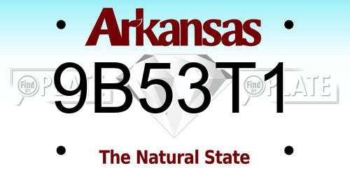 9B53T1 Arkansas License Plate