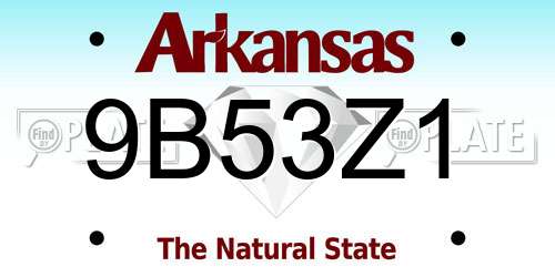 9B53Z1 Arkansas License Plate
