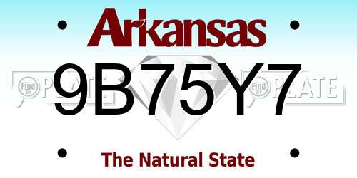 9B75Y7 Arkansas License Plate
