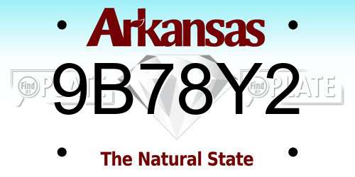 9B78Y2 Arkansas License Plate